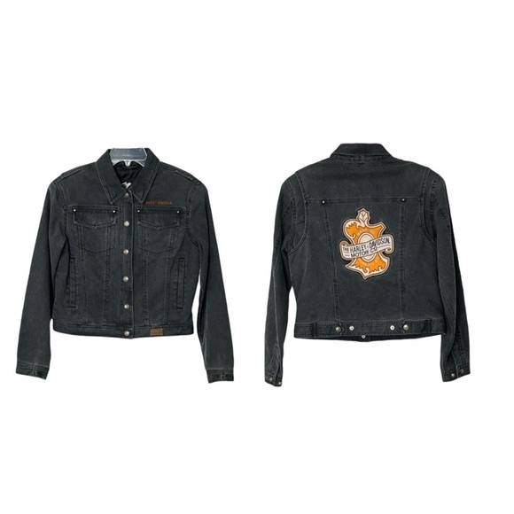 Harley-Davidson Jackets & Blazers - Harley-Davidson Snap Front Cropped Moto Jacket  with Made in Milwaukee P…